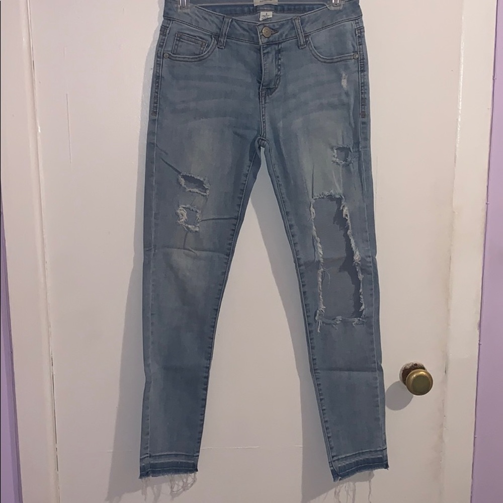 Blue Ripped Skinny Jeans - Picture 2 of 3